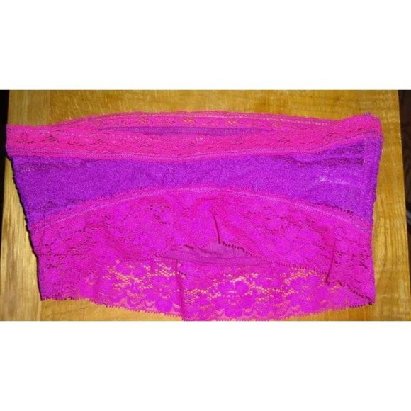 FREE PEOPLE Lace Bandeau Bralette Bra Hot Raspberry Purple Pink Small NEW - Picture 6 of 6